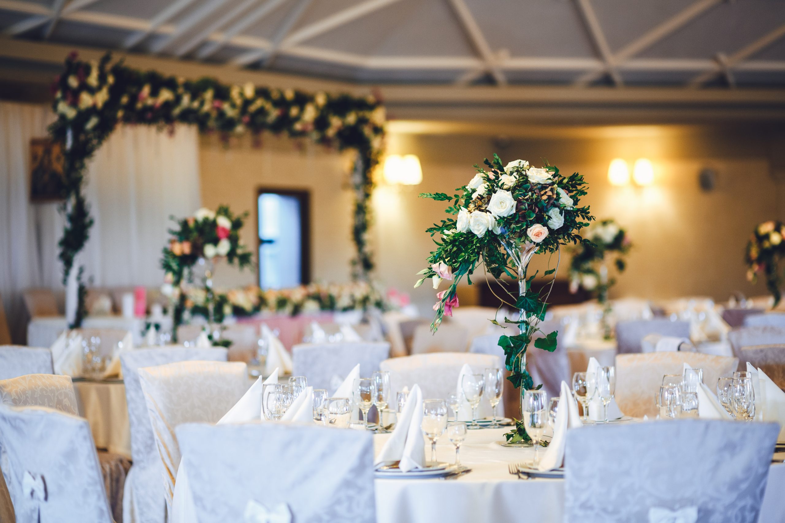 bunch flowers leaves table